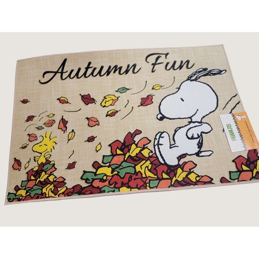 NEW Peanuts Snoopy Woodstock Accent Rug 20x32 "Autumn Fun" Fall Leaves Mat
